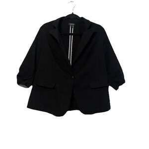 Torrid Ruched 3/4 Sleeve Stretch Classic Career‎ Black Blazer Size 0/L